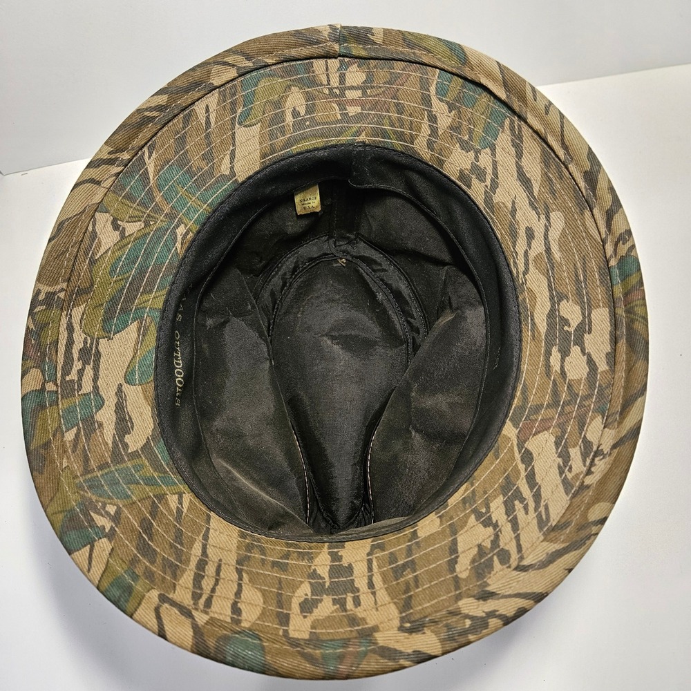 Vintage Haas Outdoors Mossy Oak Bottomland Camo Fedora Bucket Hat XL Made in USA - Picture 5 of 7